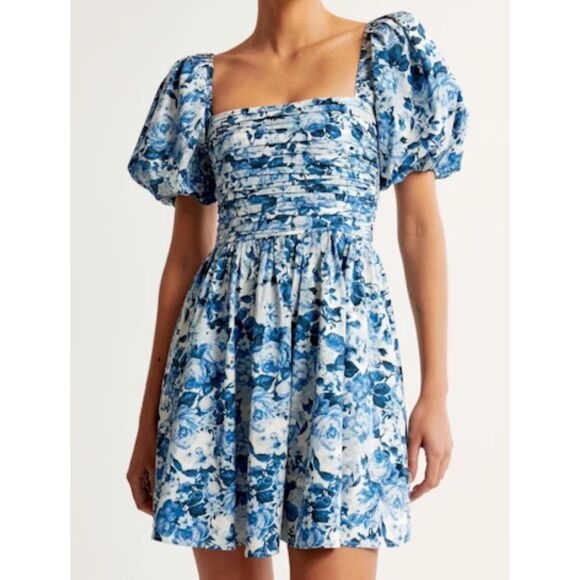 NWT Abercrombie & Fitch Emerson puff sleeve mini dress, $99 XXLP F24 - Picture 1 of 9